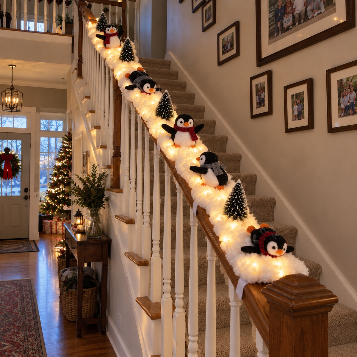 🔥Last Day 49% OFF✨—Playful Penguin Snowy Stair Railing Decor