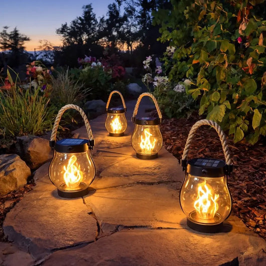 ⭐America 250th Anniversary Sale⭐ - Kaliiqo™ Flickering Flame Solar Lantern Outdoor Lights
