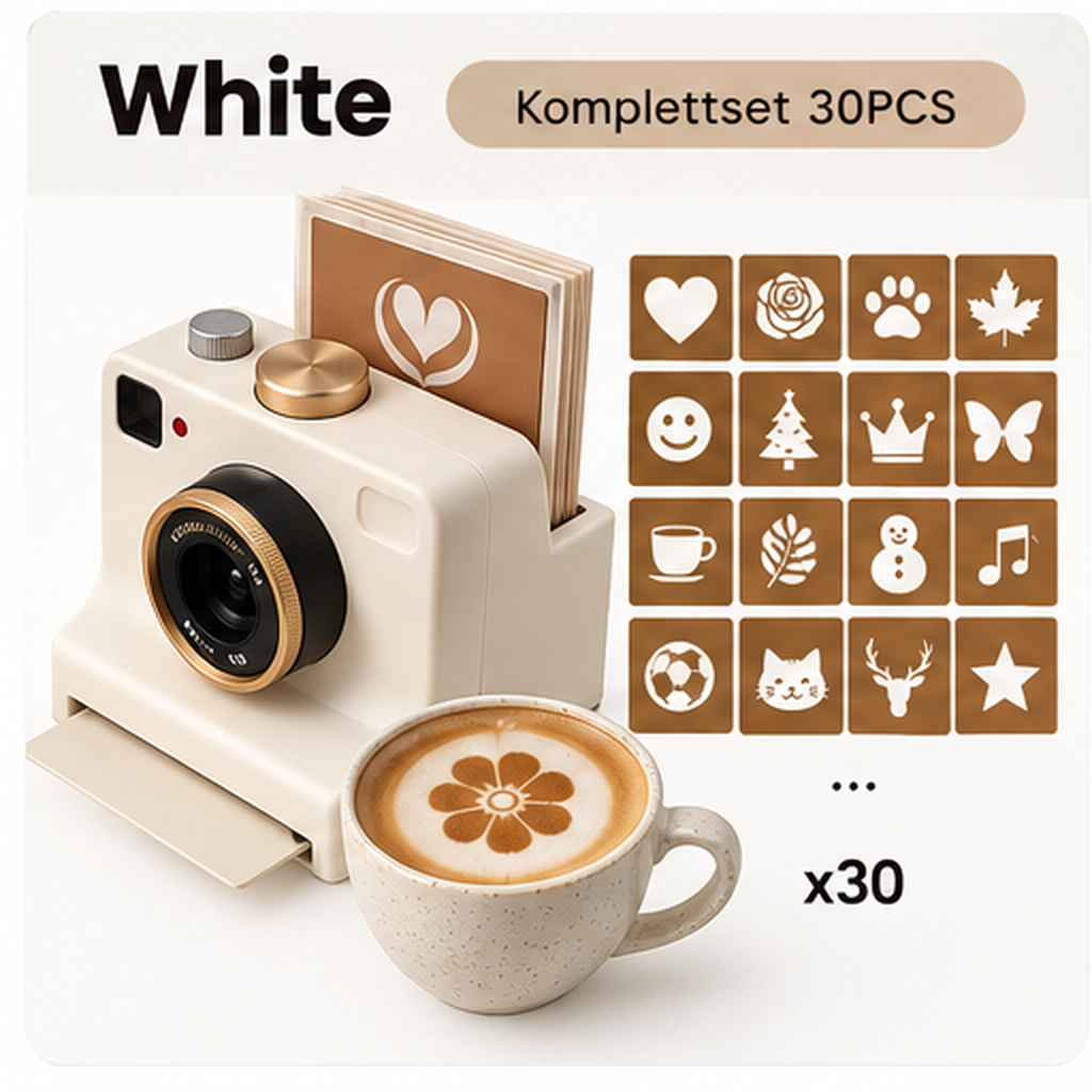 ☕📸 One-Touch Latte Art Camera – 3D Coffee Stencil Printer Kit for Custom Drink Designs ✨