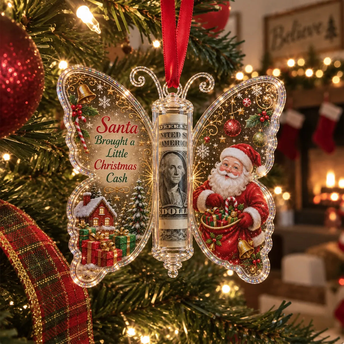 🔥Each$5.99🔥—🦋💵 3D Embossed Butterfly Christmas Cash Gift Ornament – Holiday Money Holder Keepsake 🎄✨