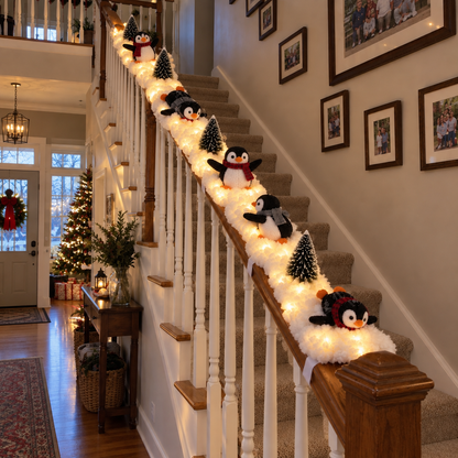 🔥Last Day 49% OFF✨—Playful Penguin Snowy Stair Railing Decor