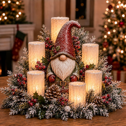 🔥 Limited Time 50% OFF –✨ Christmas Lighted Centerpiece with Flameless Candle Glow 🕯️🎄