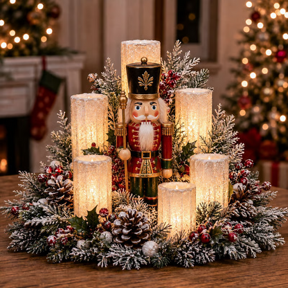 🔥 Limited Time 50% OFF –✨ Christmas Lighted Centerpiece with Flameless Candle Glow 🕯️🎄