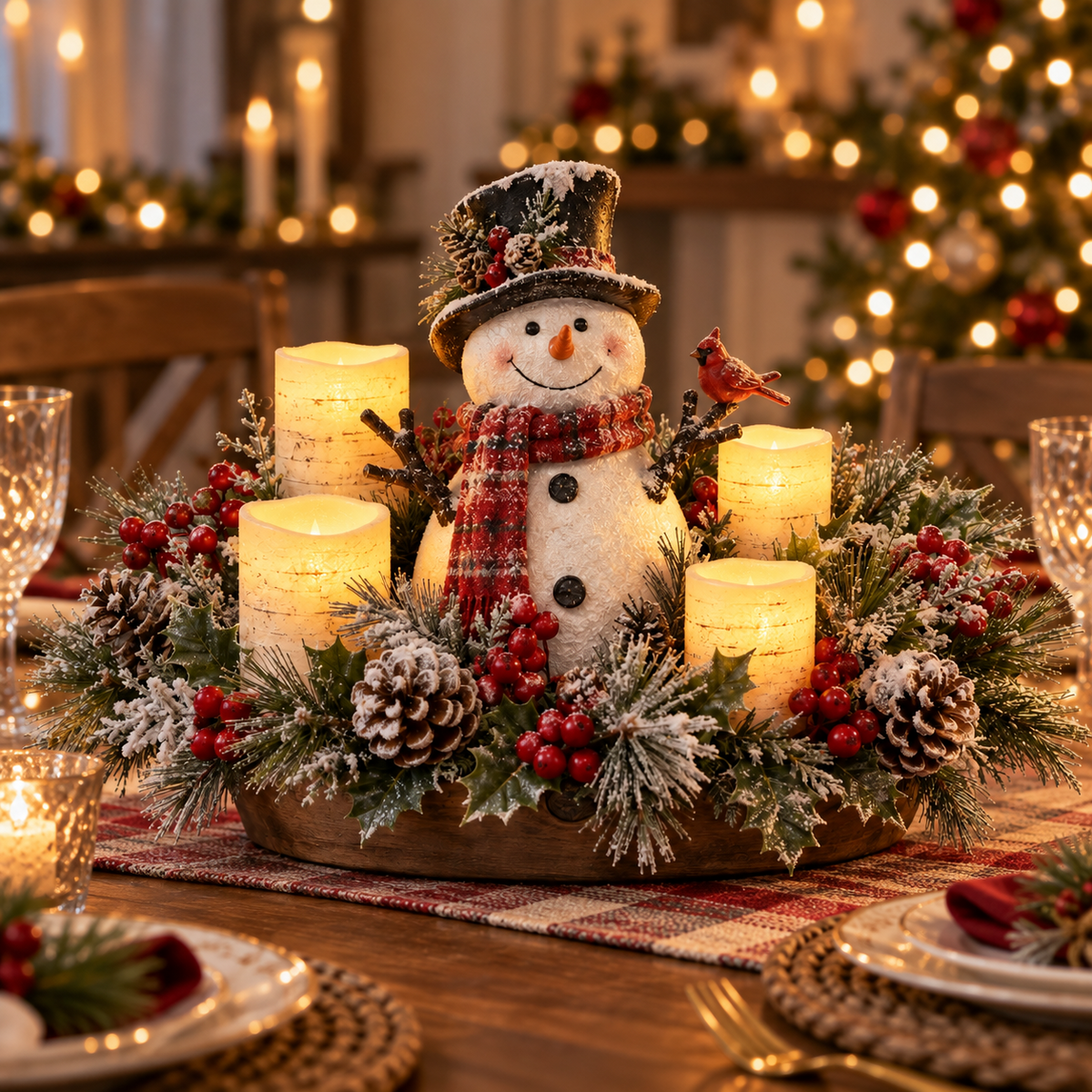 🔥 Limited Time 50% OFF –✨ Christmas Lighted Centerpiece with Flameless Candle Glow 🕯️🎄