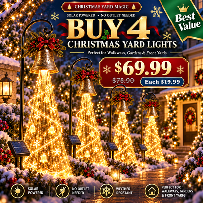 🔥Hot Sale 49% OFF🎄 Christmas Bell Cascade Solar Yard Light✨