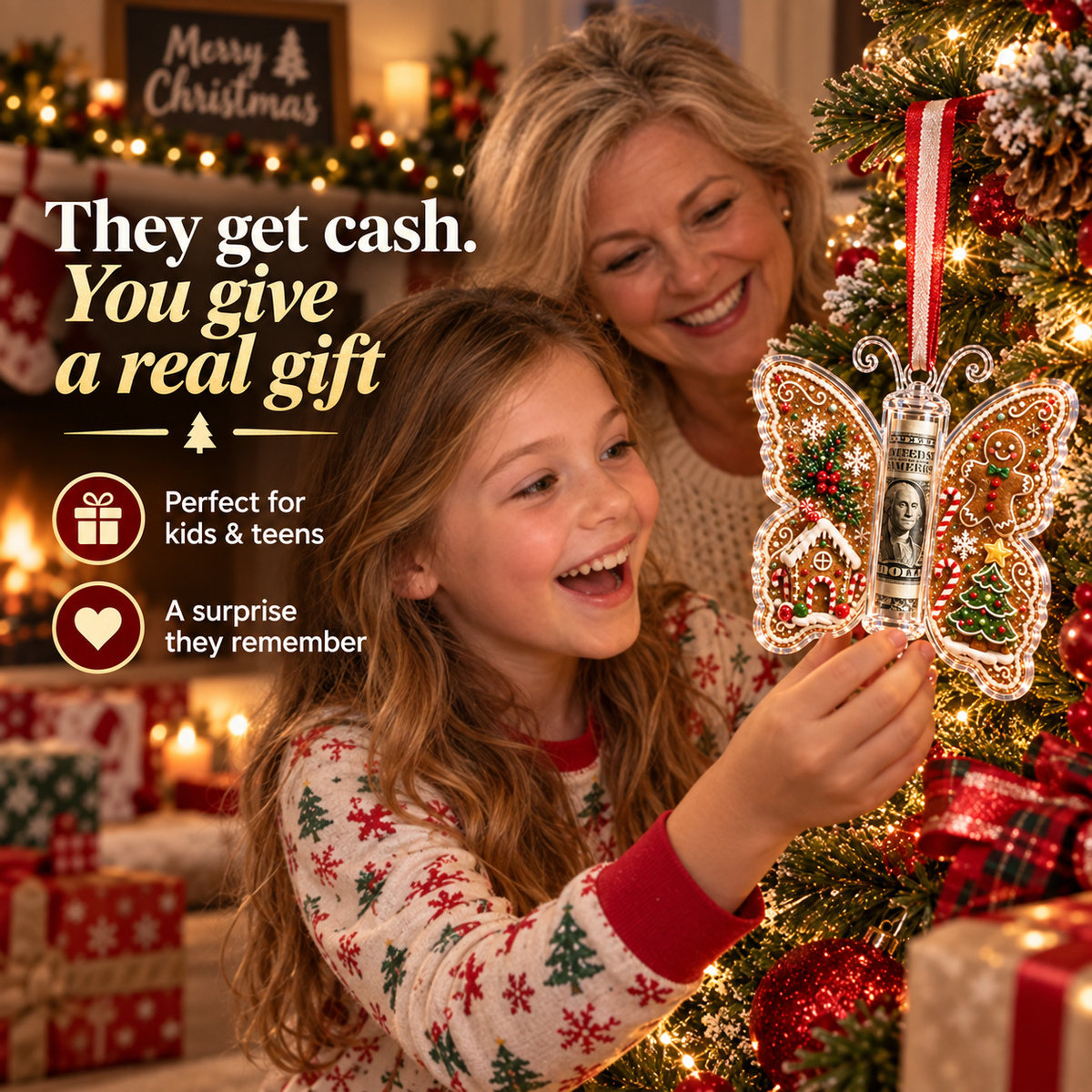 🔥Each$5.99🔥—🦋💵 3D Embossed Butterfly Christmas Cash Gift Ornament – Holiday Money Holder Keepsake 🎄✨