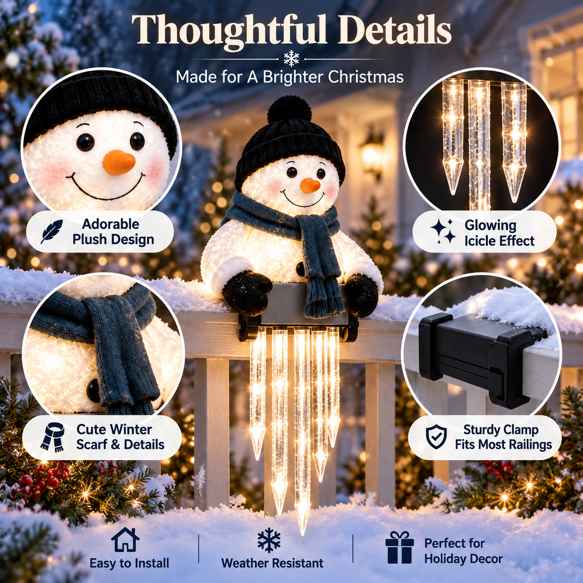 WinterGlow Snowman Icicle Light Decor product image 3