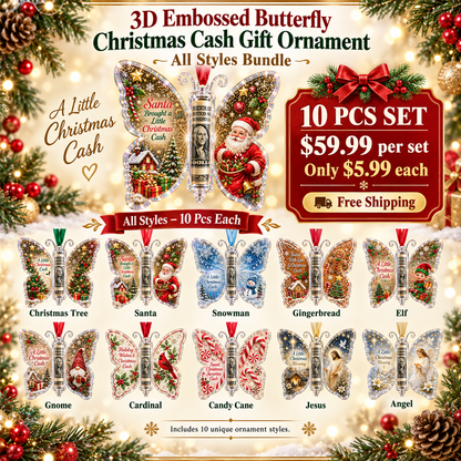 🔥Each$5.99🔥—🦋💵 3D Embossed Butterfly Christmas Cash Gift Ornament – Holiday Money Holder Keepsake 🎄✨