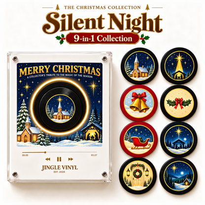 🎄 9-in-1 Christmas Vinyl Player Magnet Set – Holiday Music Collection 🎶