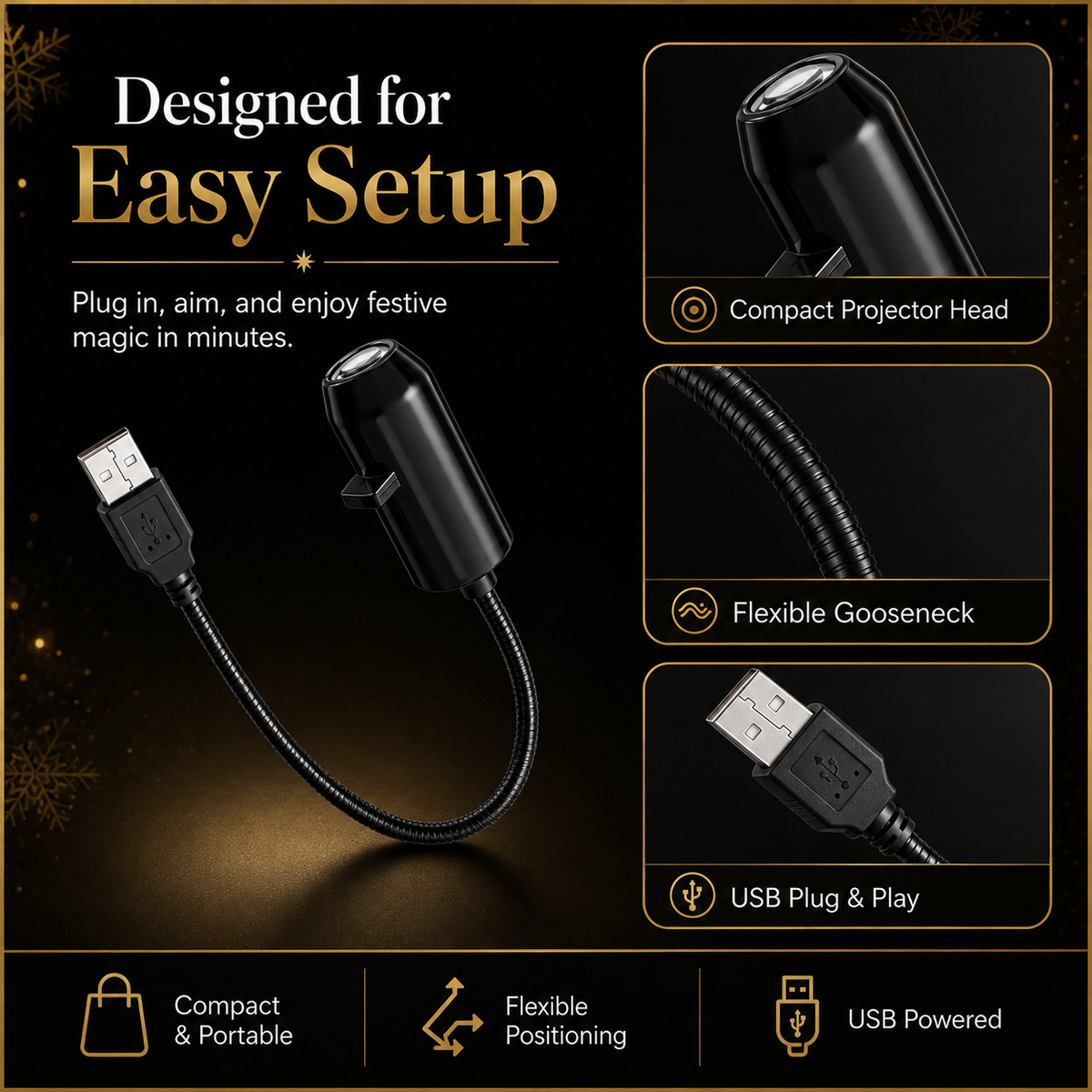 Plug-&-Play HD Christmas Projector – 6 or 10 Festive Scenes – IndsyWest