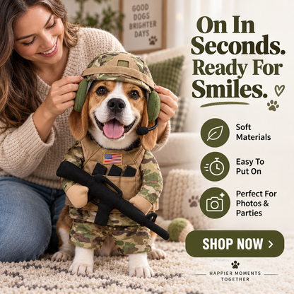 🔥 Limited Time 50% OFF –Doggy Soldier Outfit — One Size · Adjustable Fit🐾