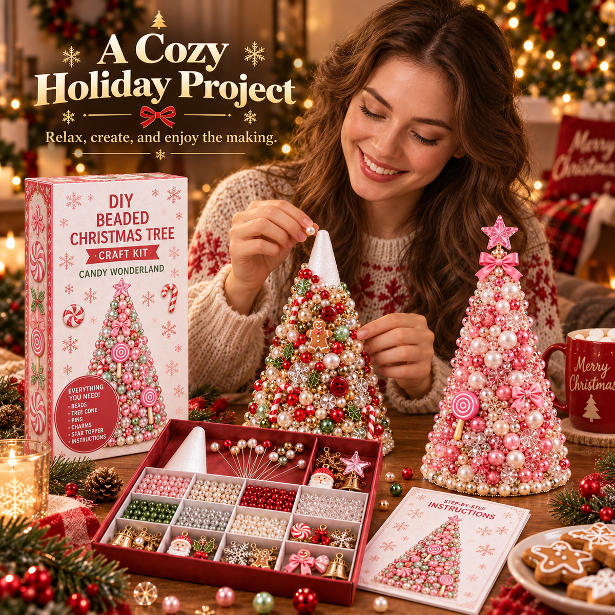 A cozy Christmas crafting moment