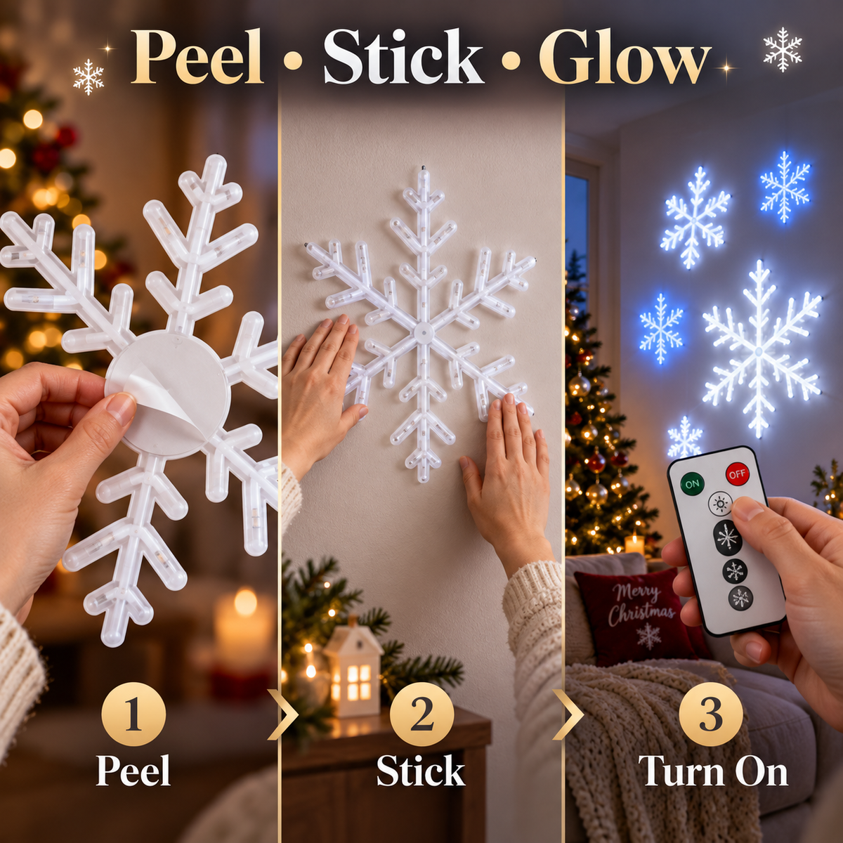 LED Snowflake Wall Set