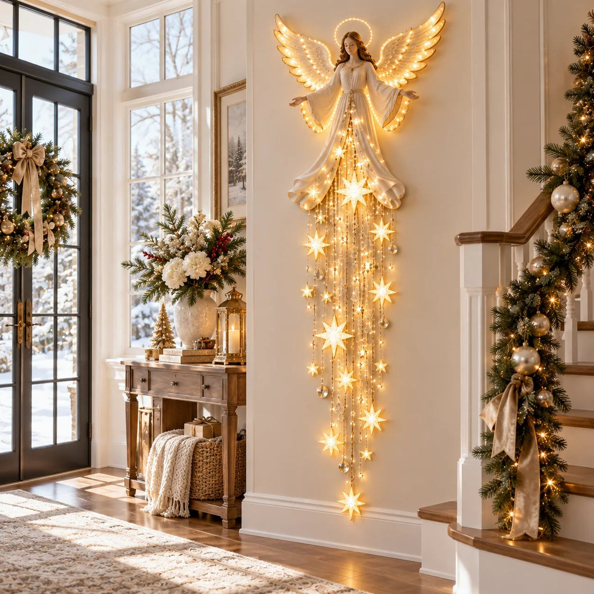 🔥Last Day 49% OFF✨ Angel Blessing Starfall Wall Ligh – Heavenly Christmas Wall Decor