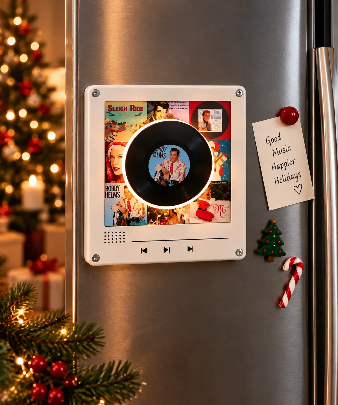 🎄 9-in-1 Christmas Vinyl Player Magnet Set – Holiday Music Collection 🎶