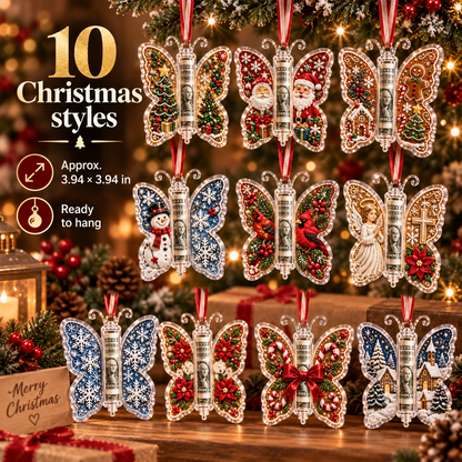 🔥Each$5.99🔥—🦋💵 3D Embossed Butterfly Christmas Cash Gift Ornament – Holiday Money Holder Keepsake 🎄✨