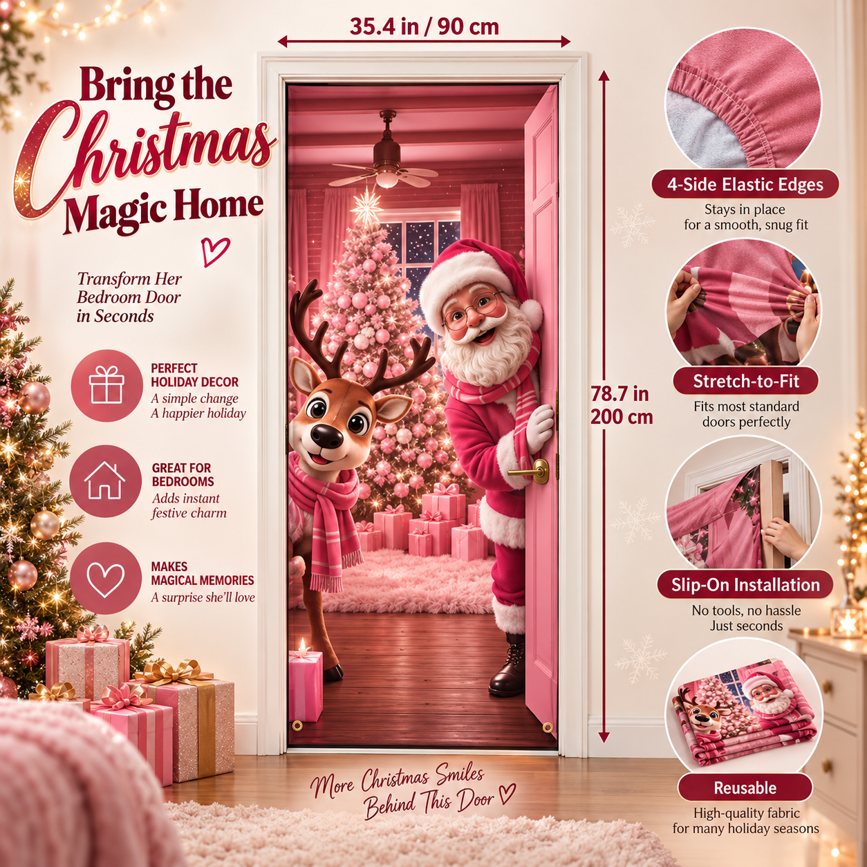 Pink—Stretch Santa Reindeer