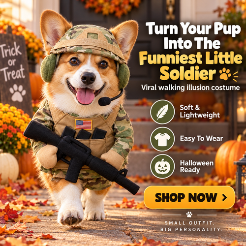 🔥 Limited Time 50% OFF –Doggy Soldier Outfit — One Size · Adjustable Fit🐾