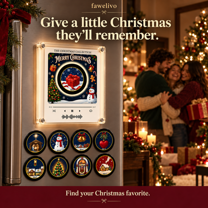 🎄 9-in-1 Christmas Vinyl Player Magnet Set – Holiday Music Collection 🎶
