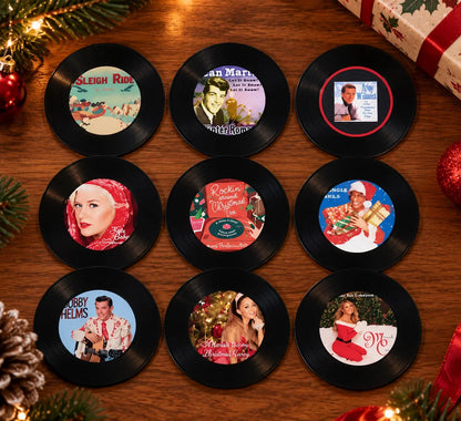 🎄 9-in-1 Christmas Vinyl Player Magnet Set – Holiday Music Collection 🎶
