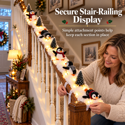 🔥Last Day 49% OFF✨—Playful Penguin Snowy Stair Railing Decor