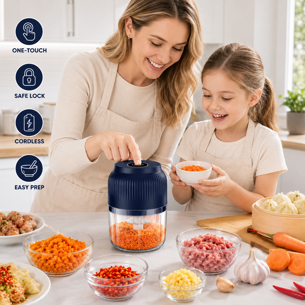 ⚡ Cordless Mini Food Chopper – Chop, Mince & Blend in Seconds