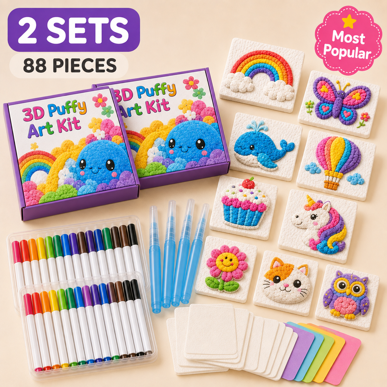 🔥🔥Last Day 69% off 3D Puffy Texture Paper- Turn Simple Drawings Into Fun Puffy 3D Art🪄