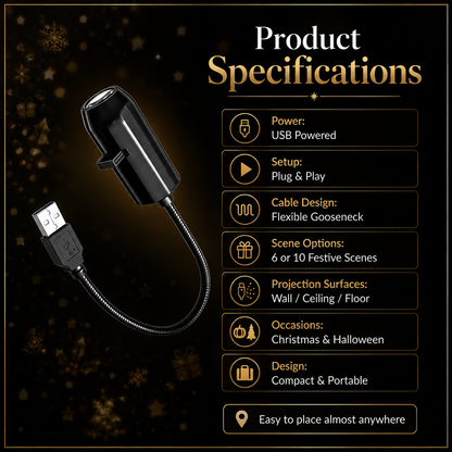 Plug-&-Play HD Christmas Projector – 6 or 10 Festive Scenes – IndsyWest