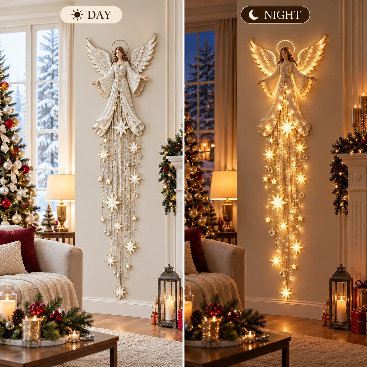 🔥Last Day 49% OFF✨ Angel Blessing Starfall Wall Ligh – Heavenly Christmas Wall Decor