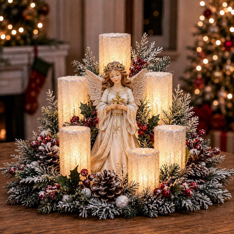 🔥 Limited Time 50% OFF –✨ Christmas Lighted Centerpiece with Flameless Candle Glow 🕯️🎄