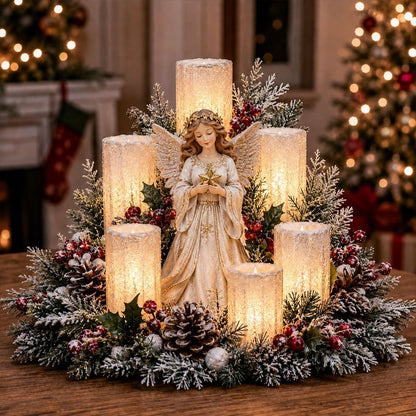 🔥 Limited Time 50% OFF –✨ Christmas Lighted Centerpiece with Flameless Candle Glow 🕯️🎄