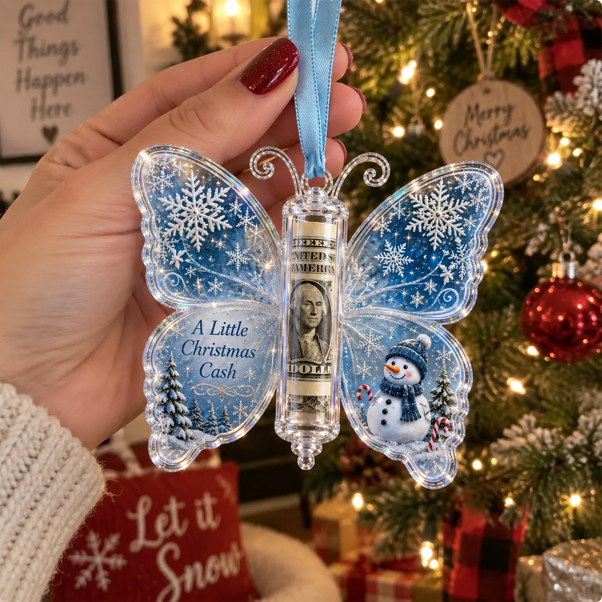 🔥Each$5.99🔥—🦋💵 3D Embossed Butterfly Christmas Cash Gift Ornament – Holiday Money Holder Keepsake 🎄✨