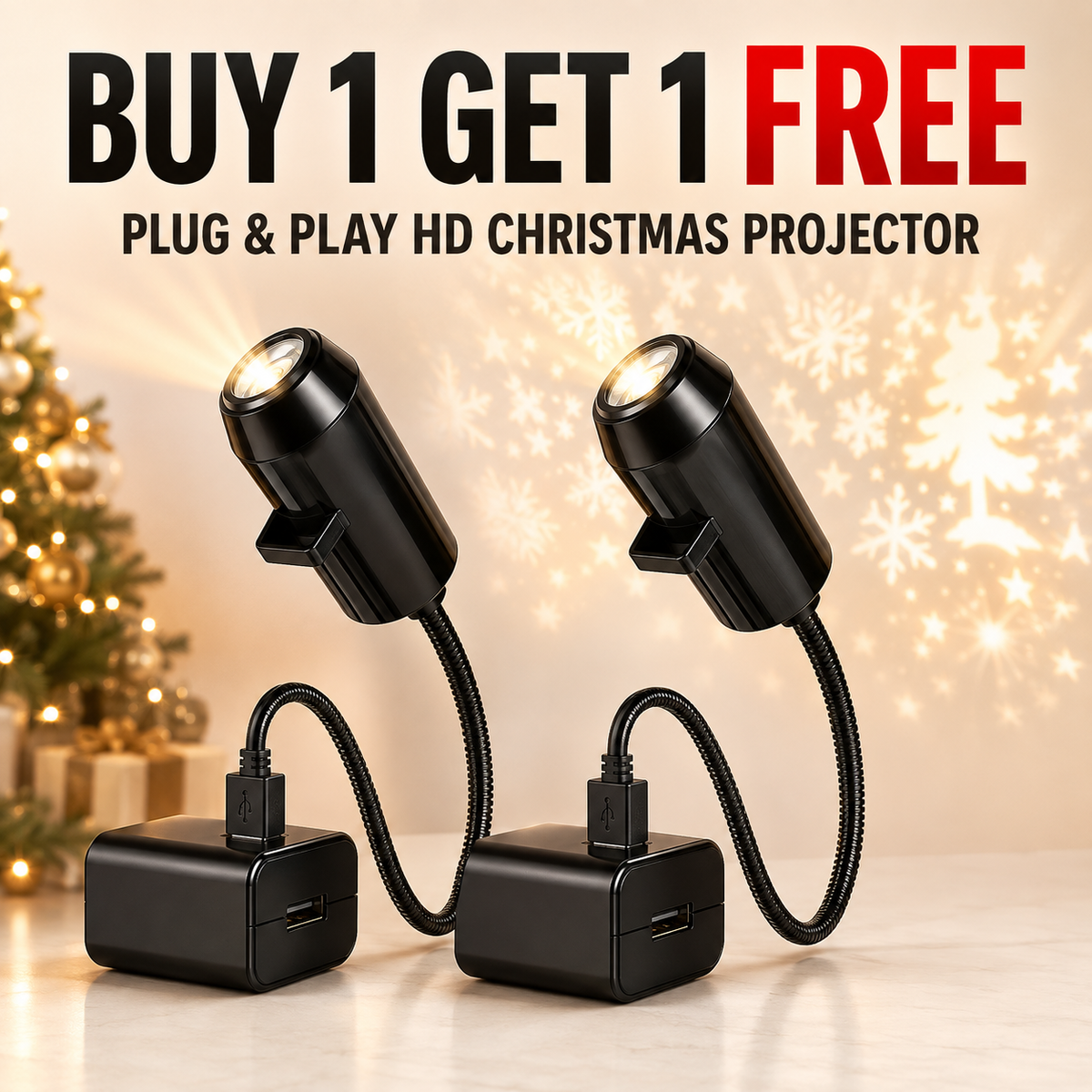 Plug-&-Play HD Christmas Projector – 6 or 10 Festive Scenes – IndsyWest