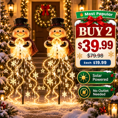 🎄49% OFF🎄 Snowman Magic Fountain-Flowing Snowflake LED Christmas Garden Light❄️