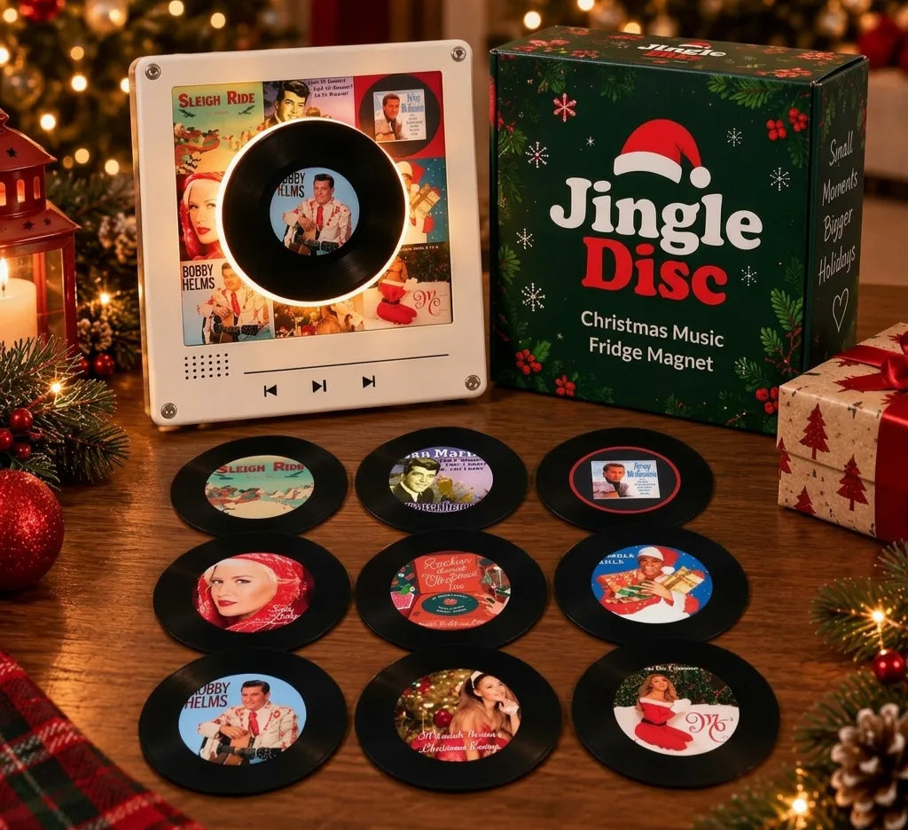 🎄 9-in-1 Christmas Vinyl Player Magnet Set – Holiday Music Collection 🎶