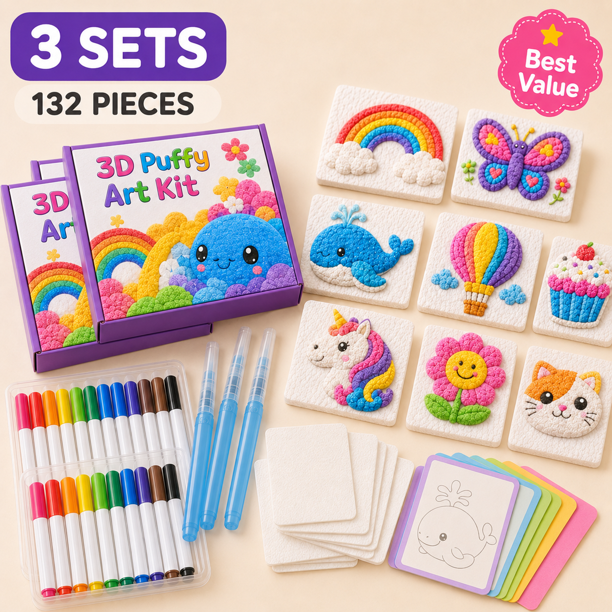 🔥🔥Last Day 69% off 3D Puffy Texture Paper- Turn Simple Drawings Into Fun Puffy 3D Art🪄